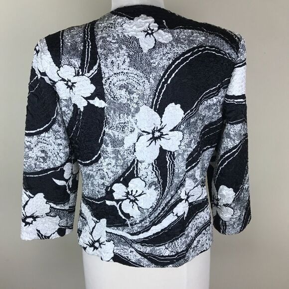 Joseph Ribkoff Black White Crinkle Jacket Size 8 - Picture 6 of 8